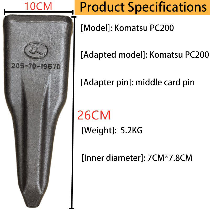 Stevige gesmeed ijzeren graafmachine emmer tanden PC200 2057019570 Adapter emmer tand