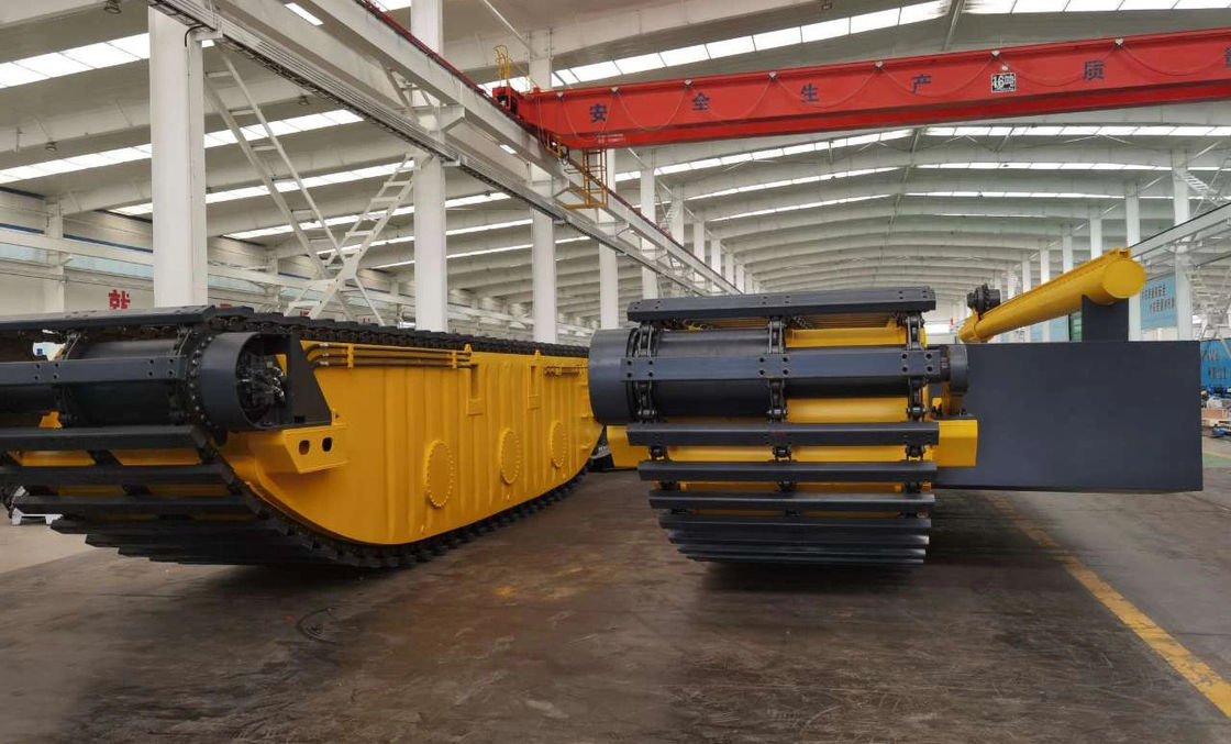 Op maat gemaakte drijvende amfibische graafmachine Pontoon Q355B Q690 Q345BU Onderstelonderdelen Waterbaan gebruikt voor Cat 320D PC200