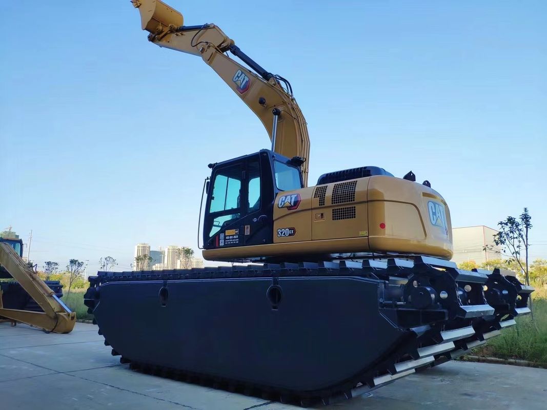 Op maat gemaakte graafmachine Drijvende ponton waterbaan gebruikt voor graafmachine Amfibieus sy75 sk75 sy135 sy215 320d