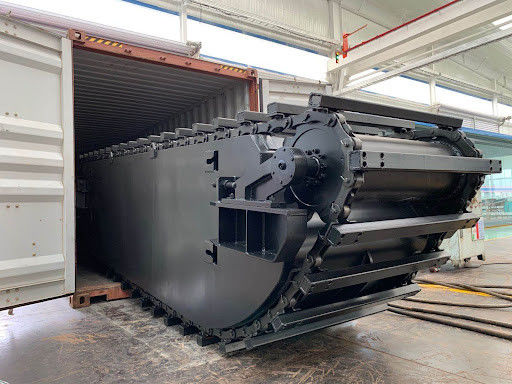 Op maat gemaakte drijvende amfibische graafmachine Pontoon Q355B Onderstel Waterbaan gebruikt voor graafmachine