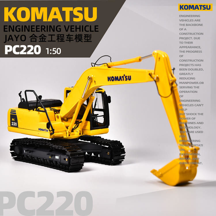 Komatsu PC200 PC220 Die Cast Excavator Model 1/50 Scale Zware apparatuur verzamelgoed