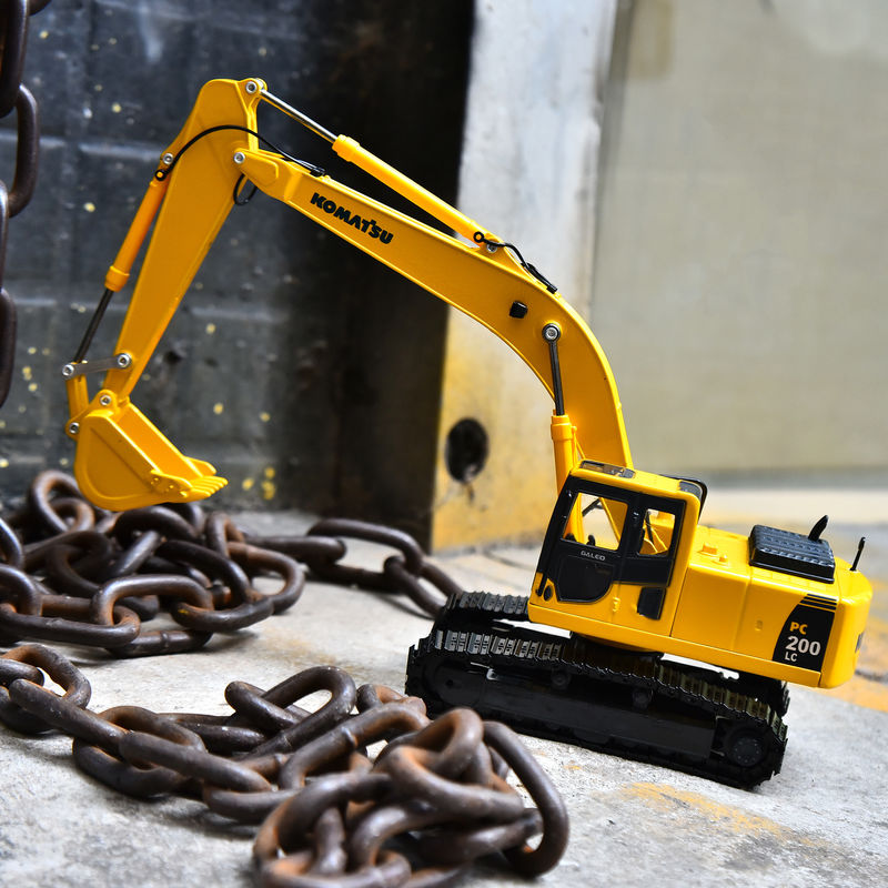 Komatsu PC200 Graafmachine 1/43 Scale Diecast Metal Model Collectieve openingsdeuren
