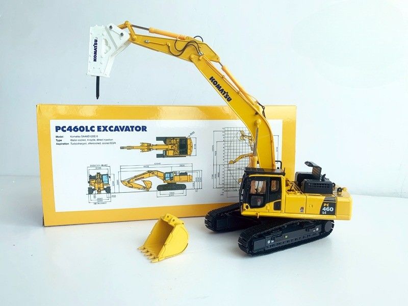 Komatsu PC460LC-8 1/50 Diecast Alloy Excavator Model met Hydraulische Breaker Verzamelbaar
