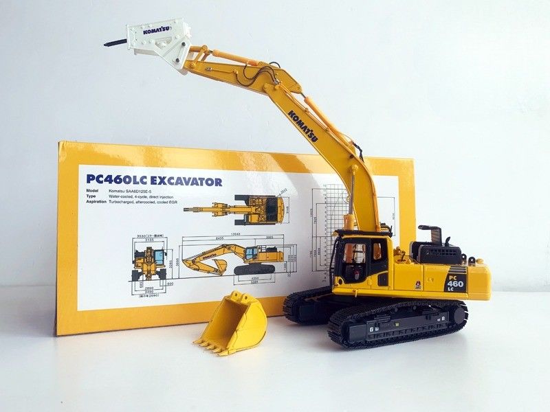 Komatsu PC460LC-8 1/50 Diecast Alloy Excavator Model met Hydraulische Breaker Verzamelbaar