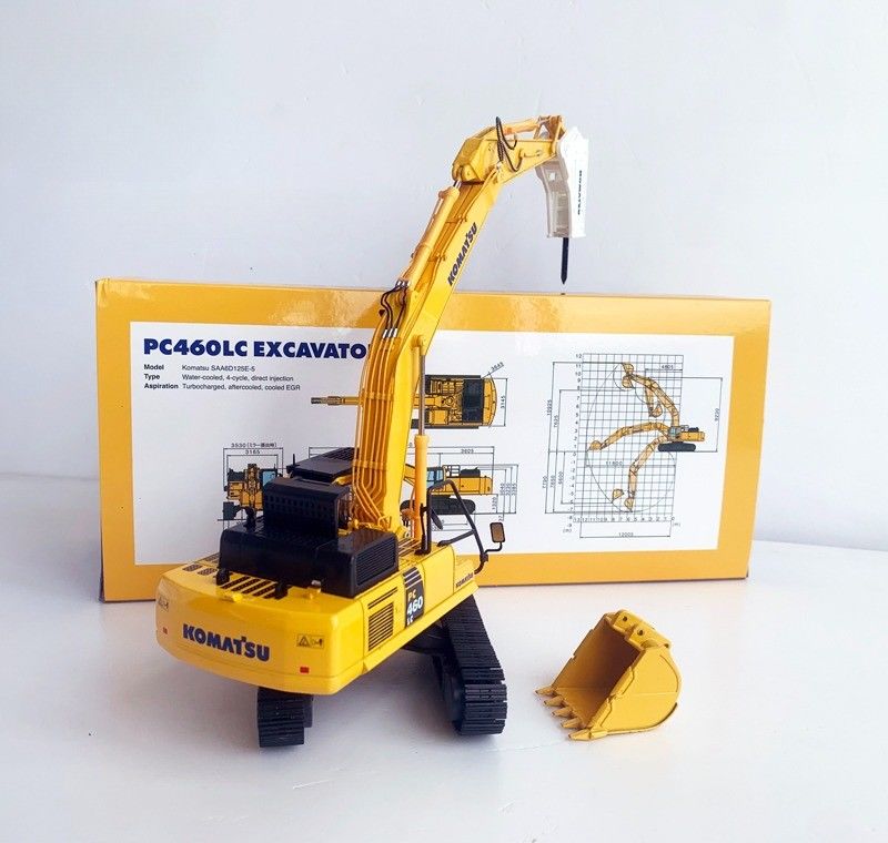 Komatsu PC460LC-8 1/50 Diecast Alloy Excavator Model met Hydraulische Breaker Verzamelbaar