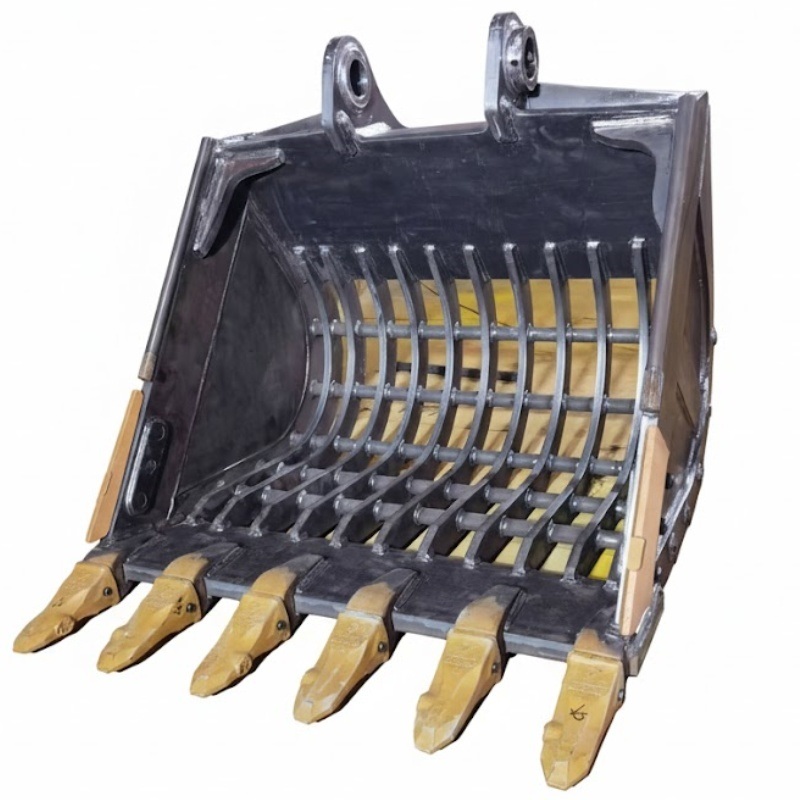 Aanpasbare zware graafmachine zeef emmer met Q355 hoge sterkte staal voor het screenen en sorteren van rotsen